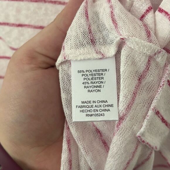 Bobeau Red Striped Oversized T-Shirt‎ Small - Picture 3 of 4